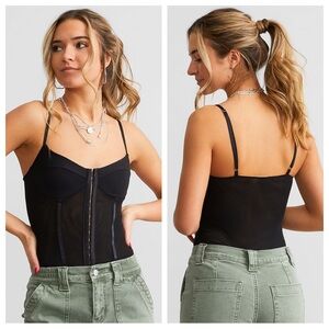 Free People Intimately Night Rhythm Corset Bodysuit in Black